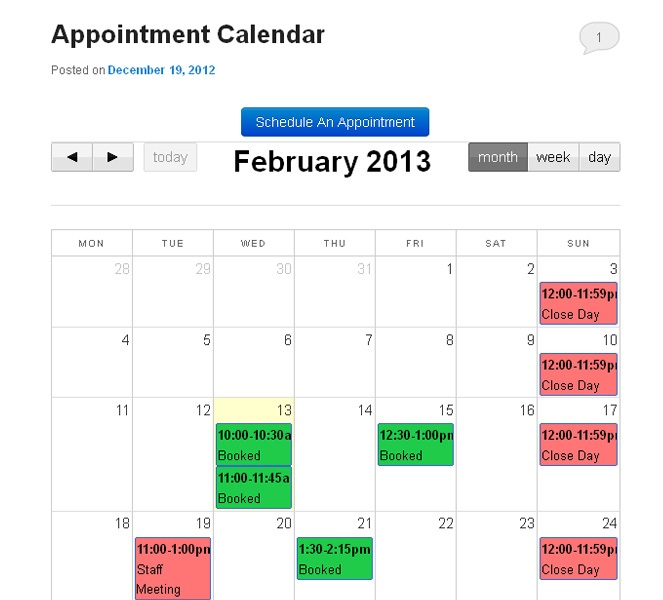 appointments calender