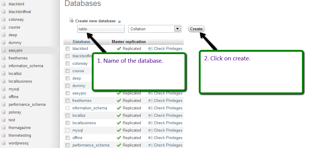 Creating Database