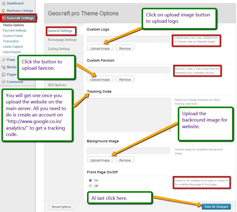 Customize on Geocraft settings