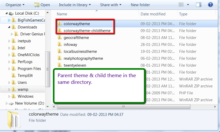 Directory structure of child theme