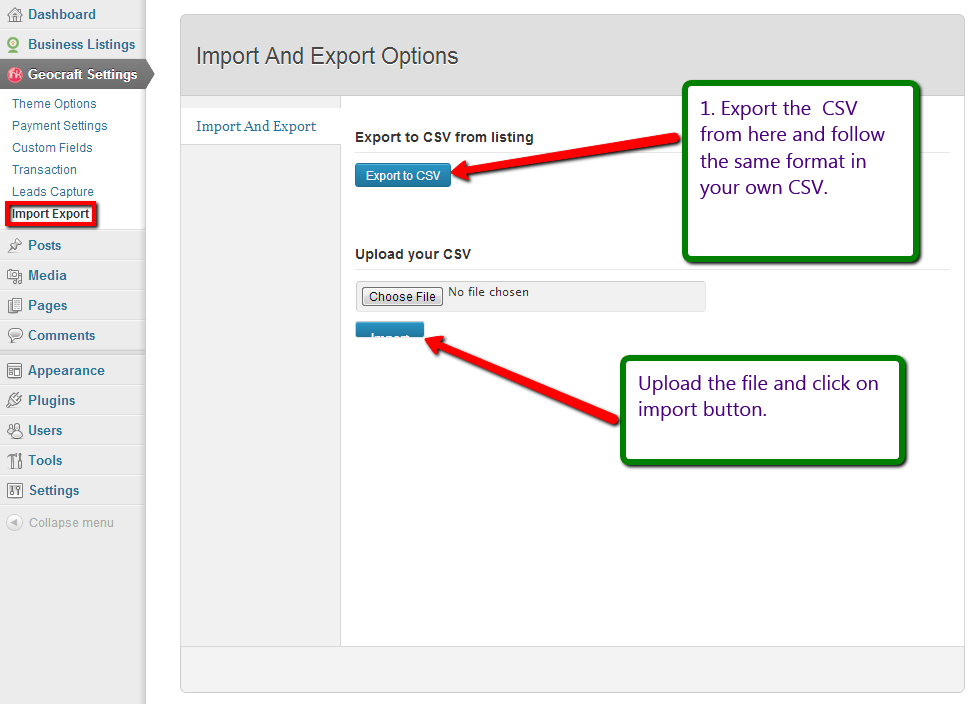 custom Imort/Export of CSV