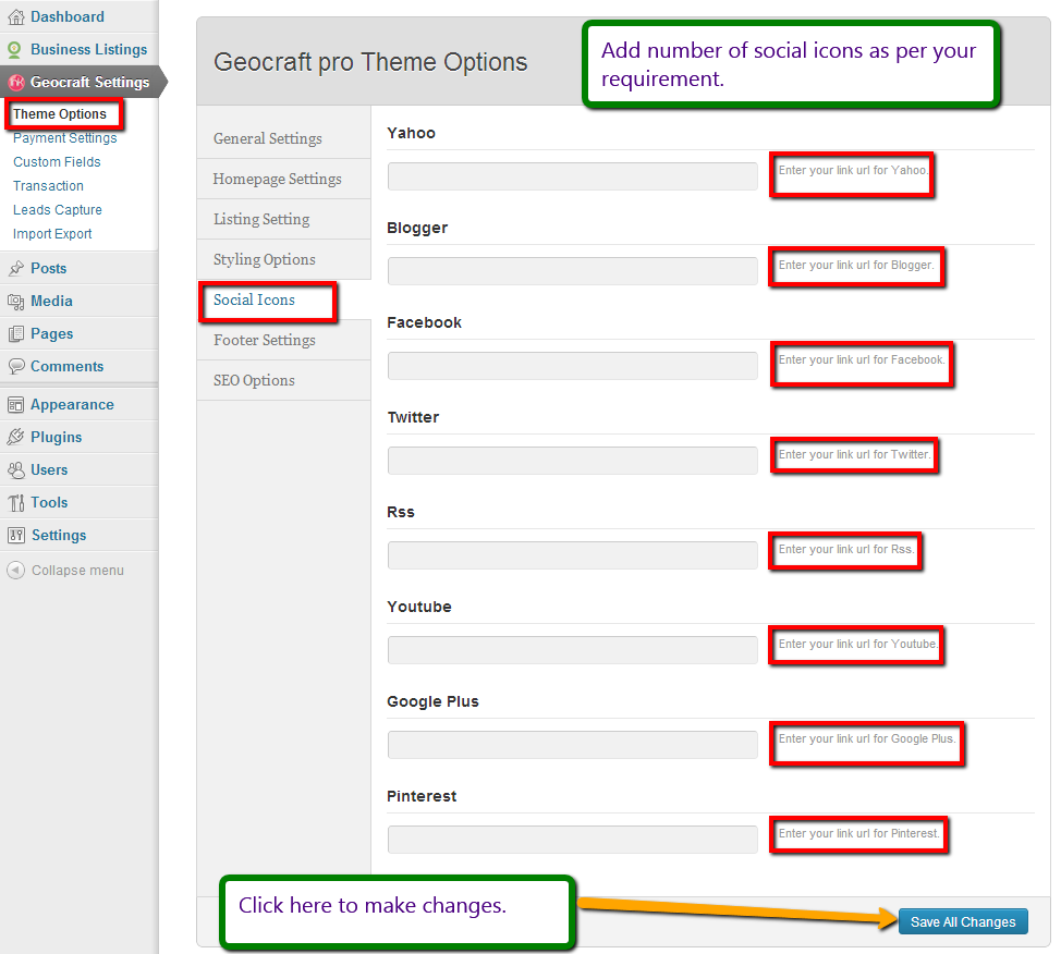 Managing social icons