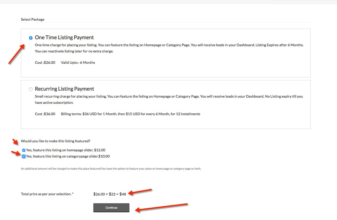 One Time Listing Payment
