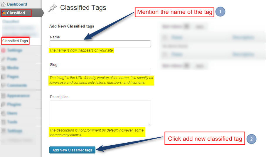 Adding tags in ClassiCraft