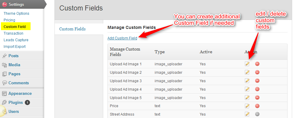 custom fields