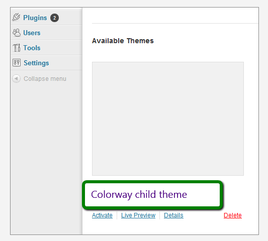 Colorway child theme