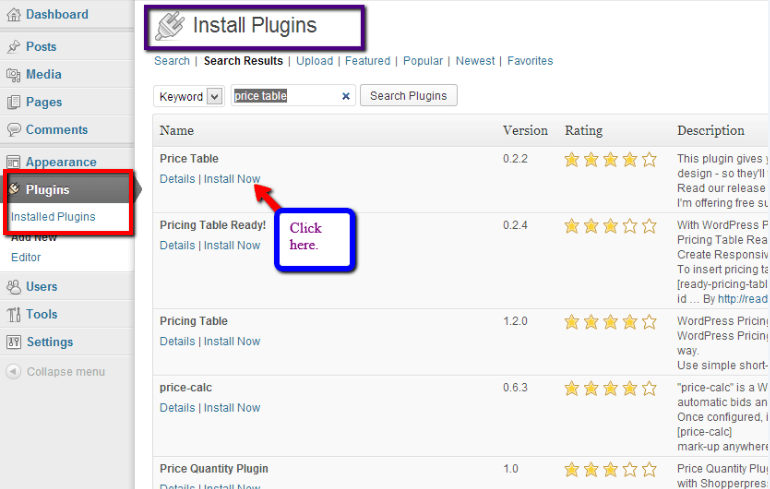 ready pricing table