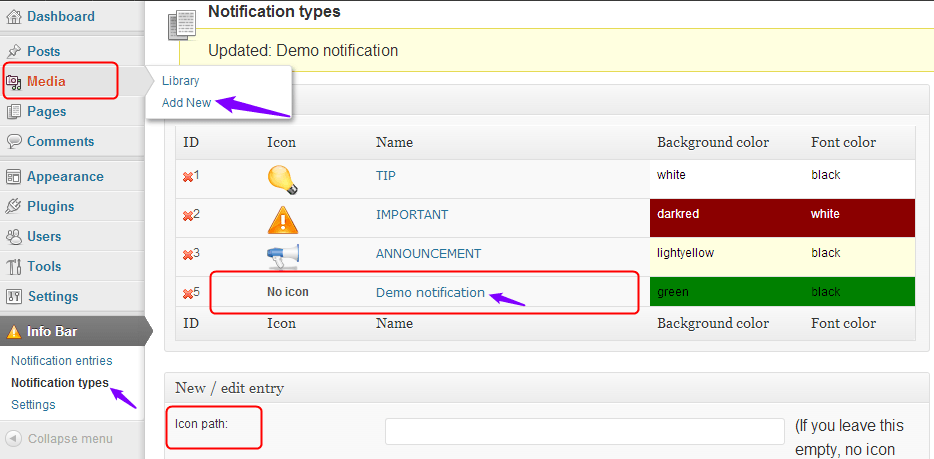 Infobar addmedia