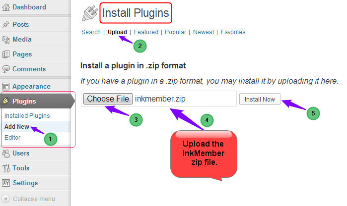 install InkMember plugin
