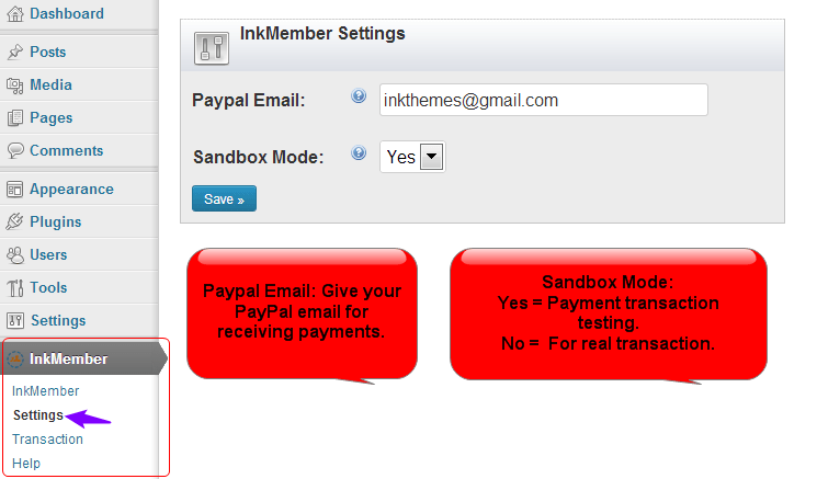 InkMember setting option detail