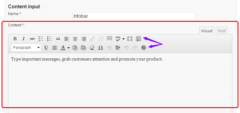 Infobar updated editor