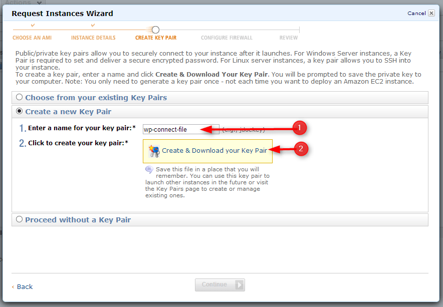 create a new key pair 