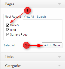 step to add pages into menu