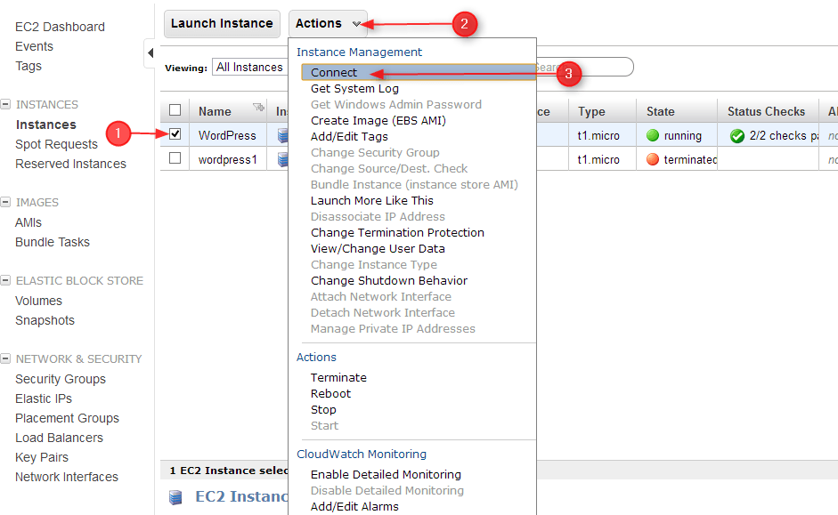 step to connect instance