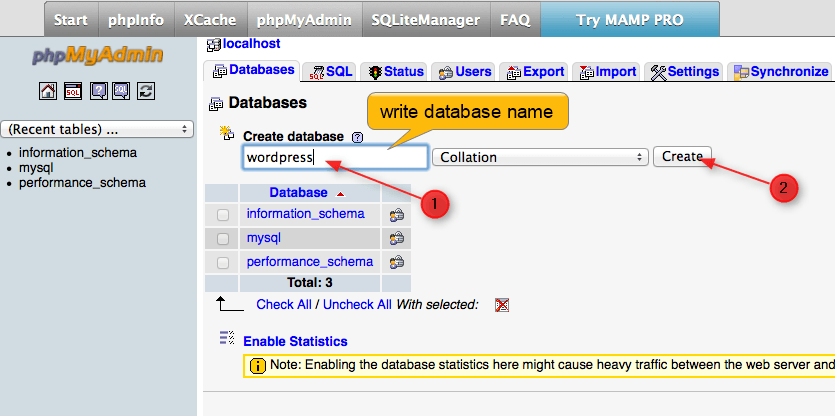 enter database name