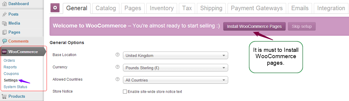 install woocommerce pages on SaleJunction