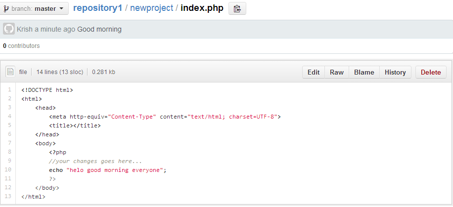 view index.php file after final changes