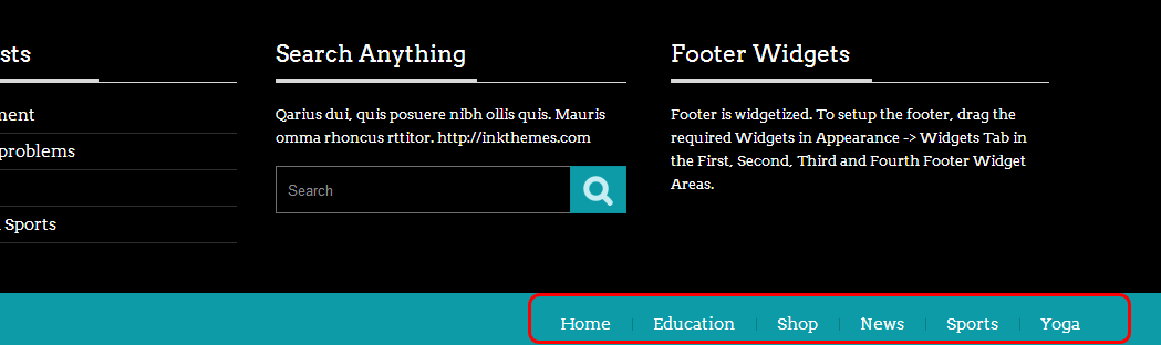 footer menu