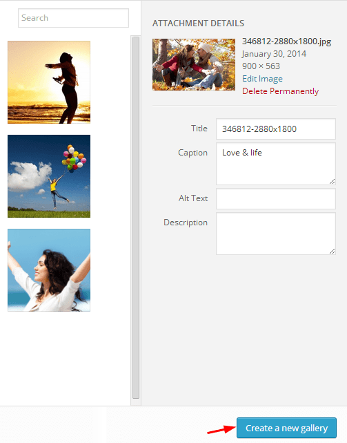 click on Create a new Gallery tutorial