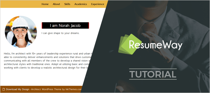 ResumeWay WordPress Portfolio Theme Tutorial