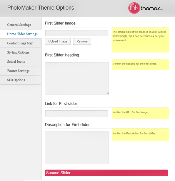 Home Slider Settings