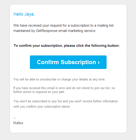 confirm subscription