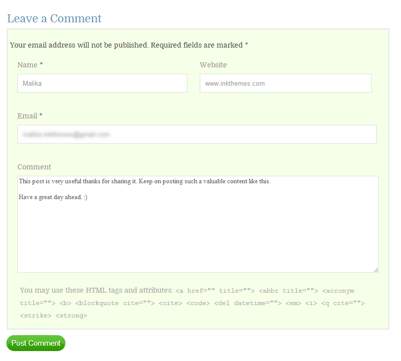 ajax comment form