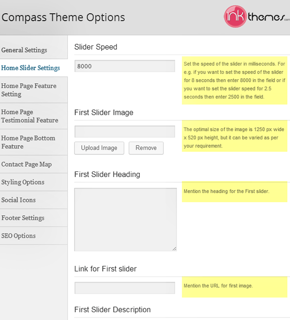 slider setting