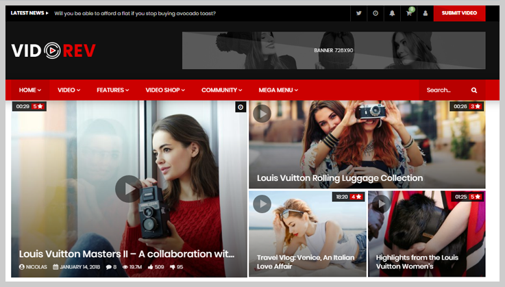 VidoRev - Free Responsive Video WordPress Themes