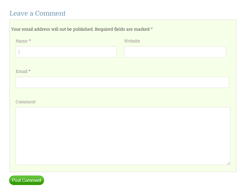 theme comment form