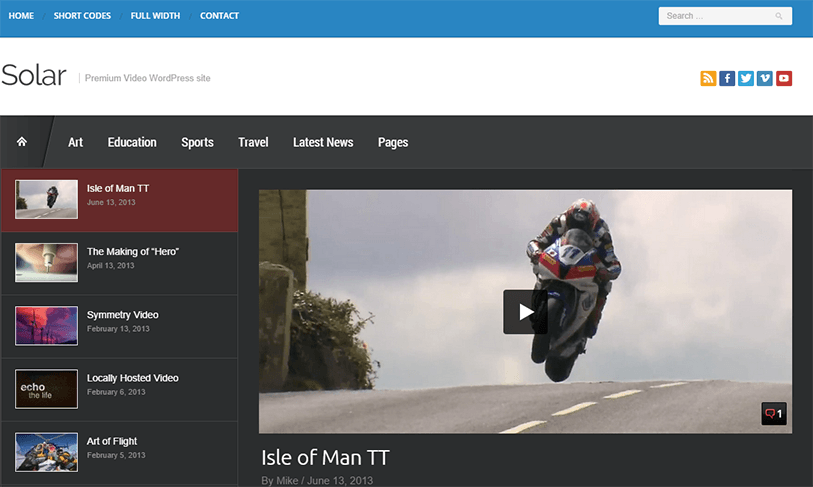 solar - video wordpress theme