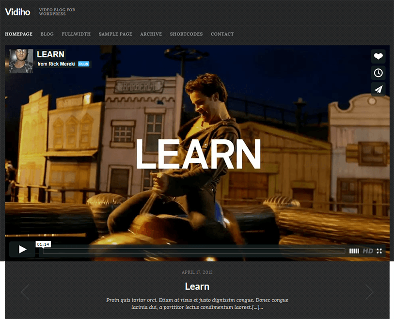 Vidiho - video wordpress theme