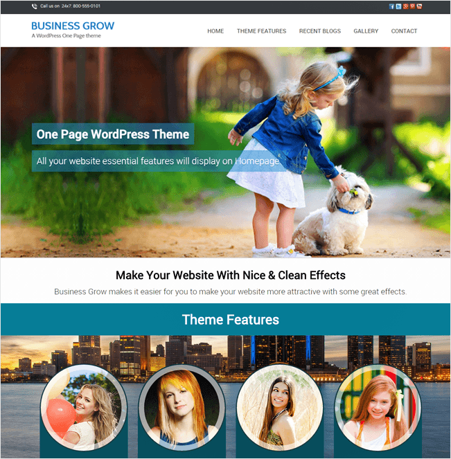 BusinessGrow Best Responsive One Page WordPress Theme