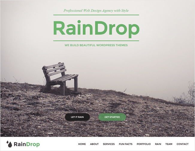 RainDrop Best Responsive One Page WordPress Theme