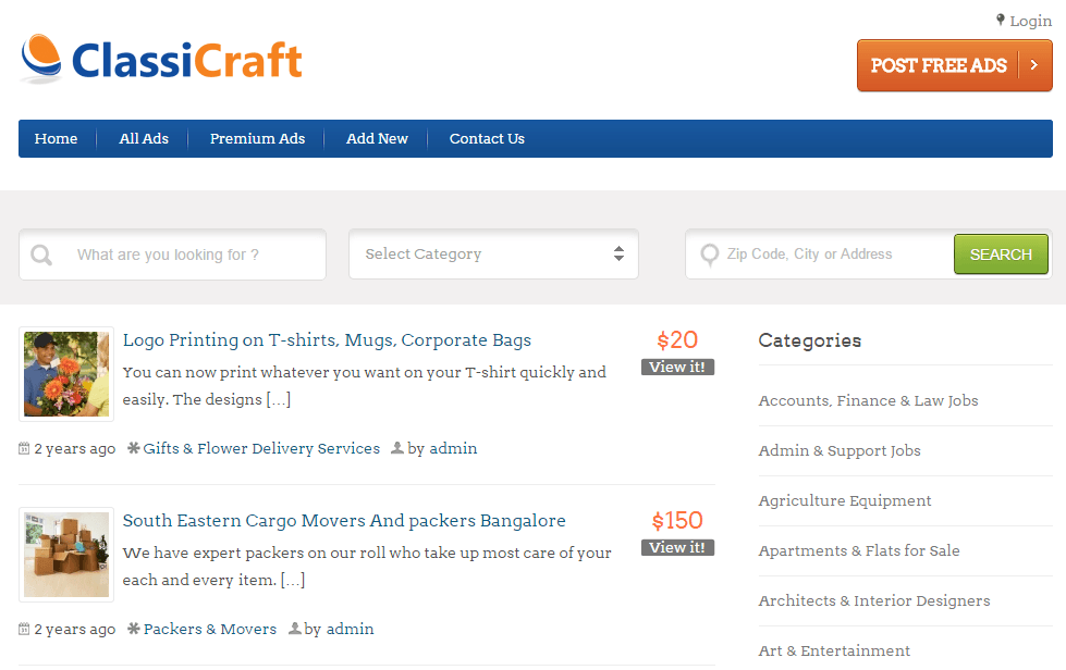 classicraft ads listing theme