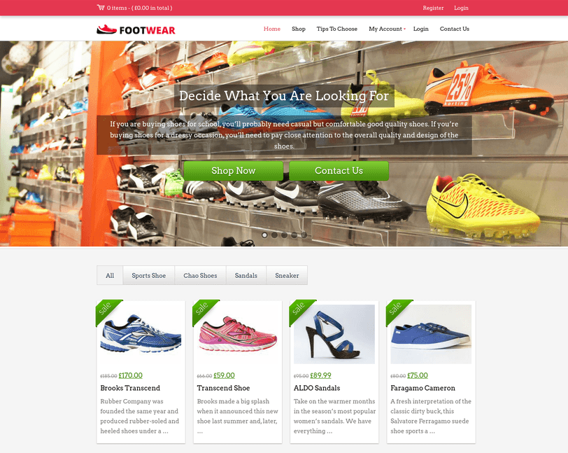 foot wear wp theme