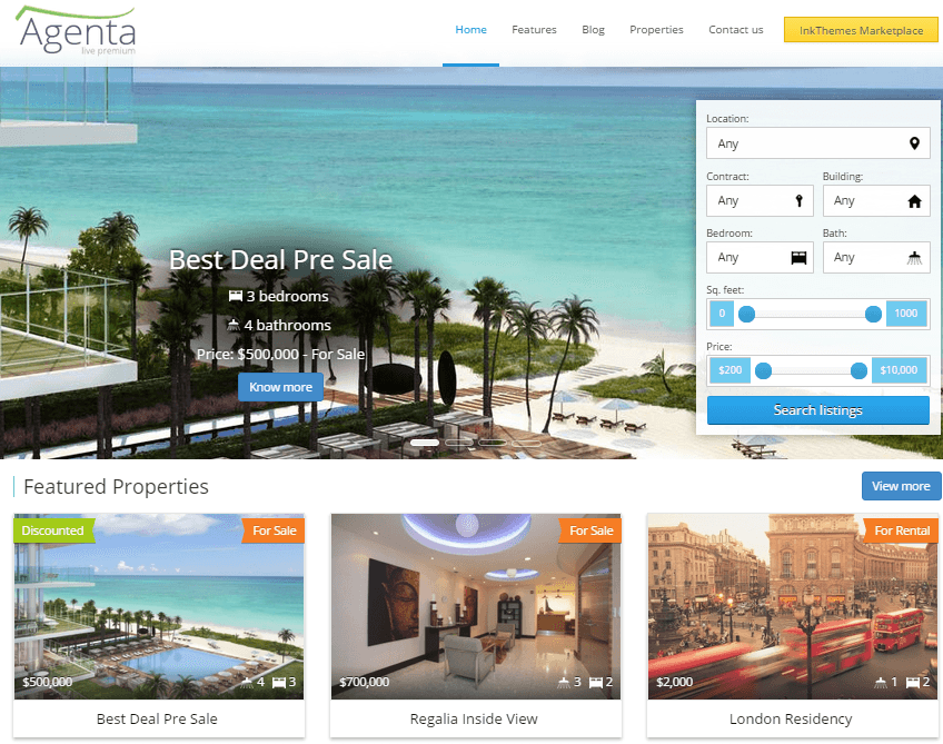 wordpress theme - real estate agent and dealers