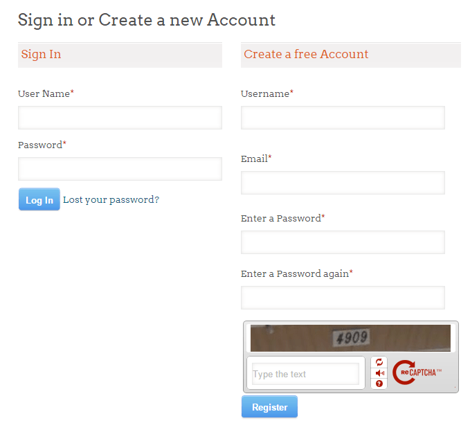 login-register form