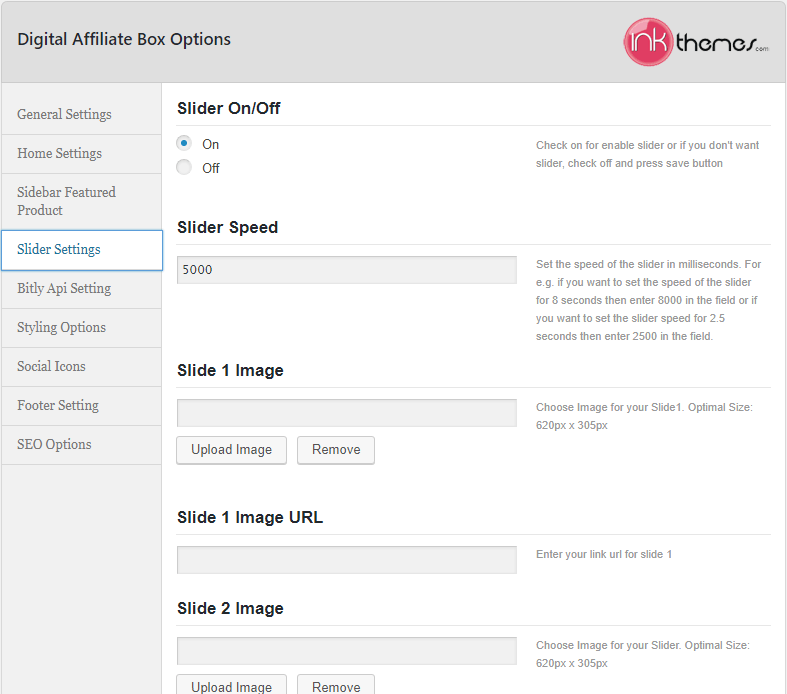 Slider Settings