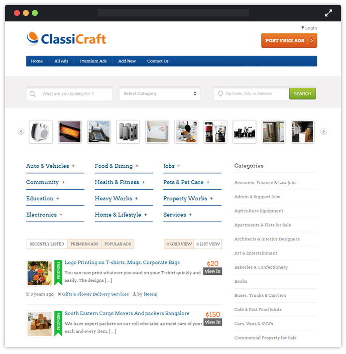ClassiCraft WordPress Theme