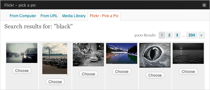 Flickr image search plugin for wordpress