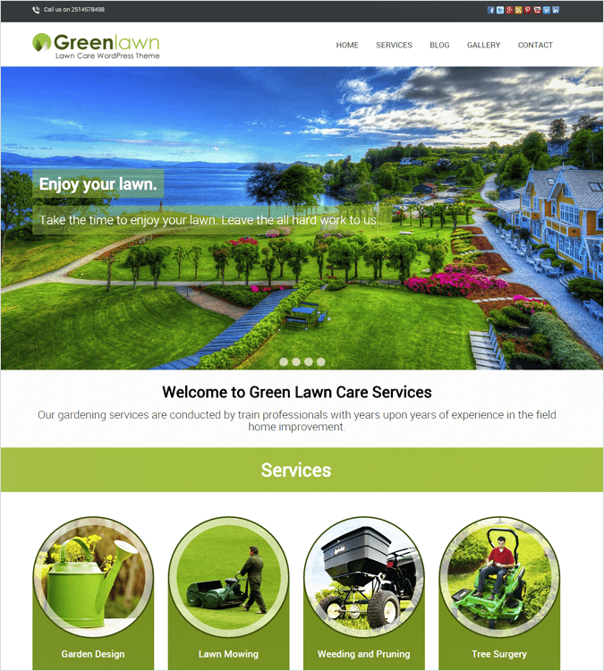 Green Lawn Top House Cleaning and Housekeeping Service WordPress Theme