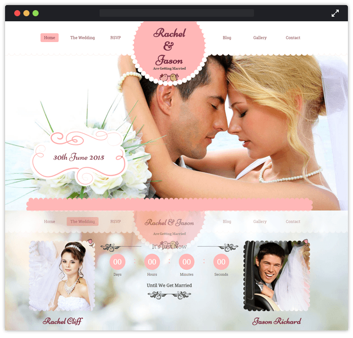 Enlance personal wedding site wordpress theme