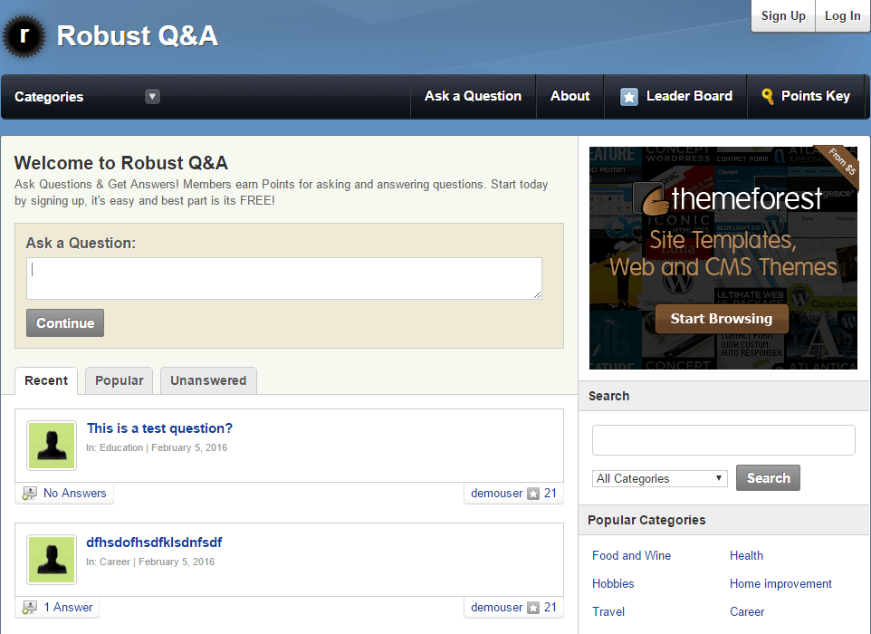 Robust Q&A forum wordpress theme