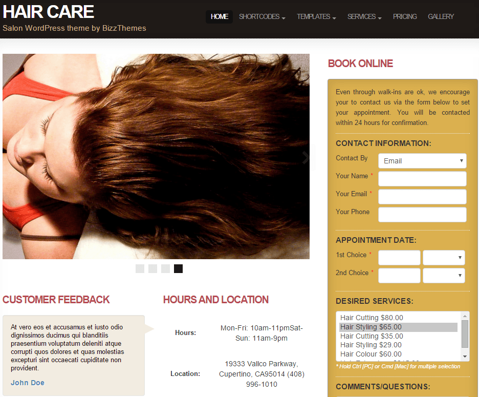hair care booking