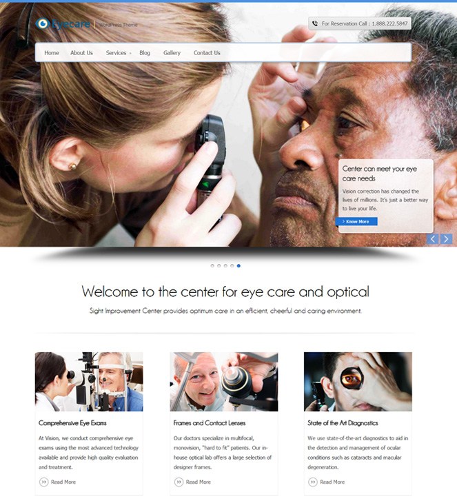 optometrist wordpress template