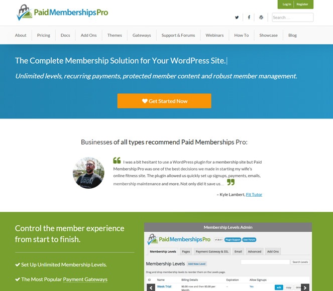paidmembershipspro - wordpress membership manager