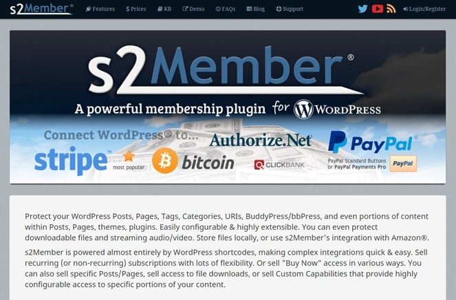 s2member - wordpress membership manager