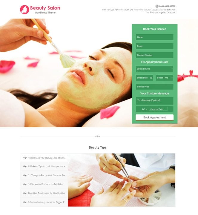 beauty salon online booking wordpress theme