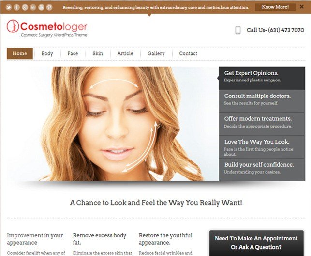 cosmetic surgeon wordpress theme